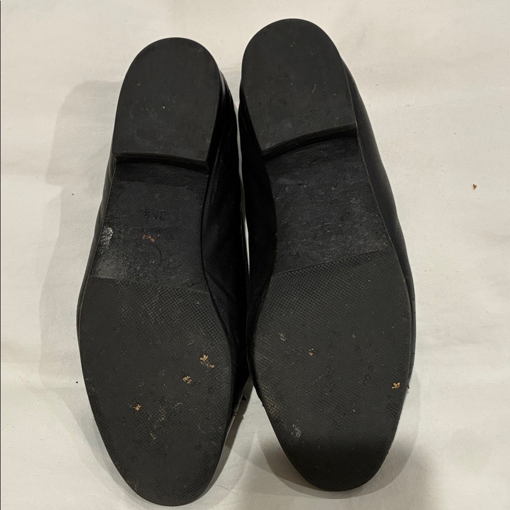 CHANEL Black Leather Ballet Flats with Logo Detail size 36.5 - Picture 2 of 5
